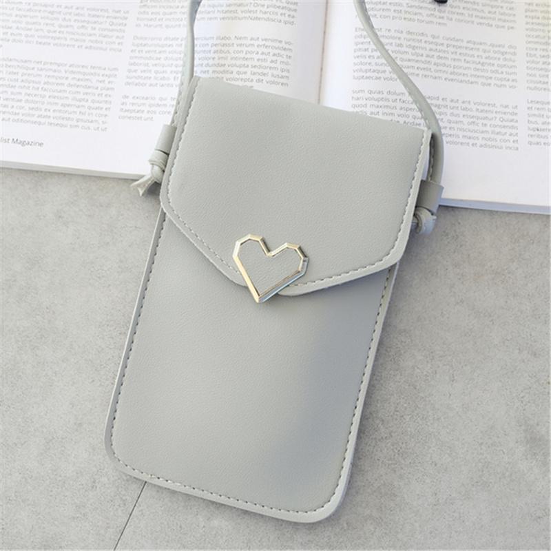 

Transparent Touch Screen Cell Phone Purse Smartphone Wallet Shoulder Strap Handbag PU Leather Casual Crossbody Bags Women сірий