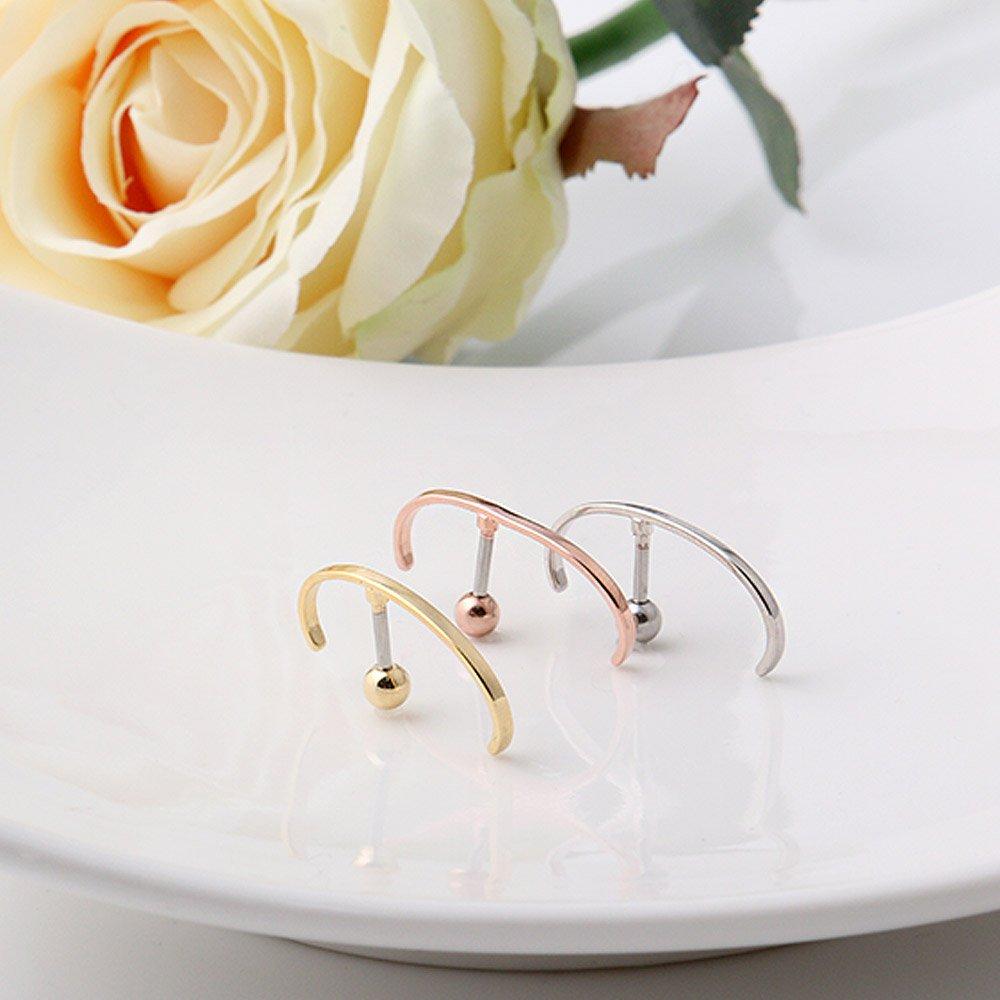 [1+1] Surgical Piercing Flat Half Ring 3 Types, Choose 1, Single Side Sale