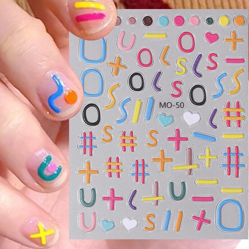 5D Nagelaufkleber mit Cartoon-Prägung und bunten Herzmustern, kindliche Aufkleber