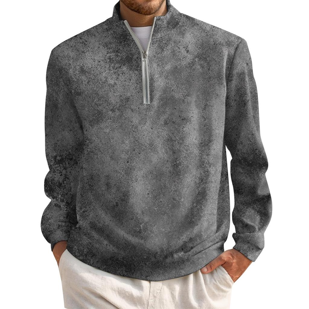 Men's Short Zip Pullover Turtleneck Long Sleeve Top