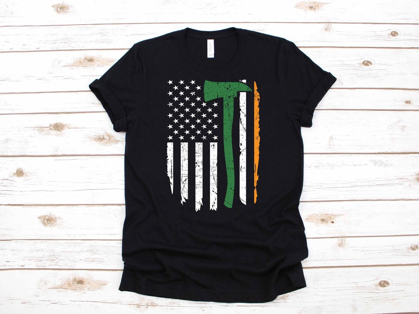 Irish Firefighter USA Flag Gift | T-Shirt |T-shirt | T-shirt | T-shirt | Tank Top M