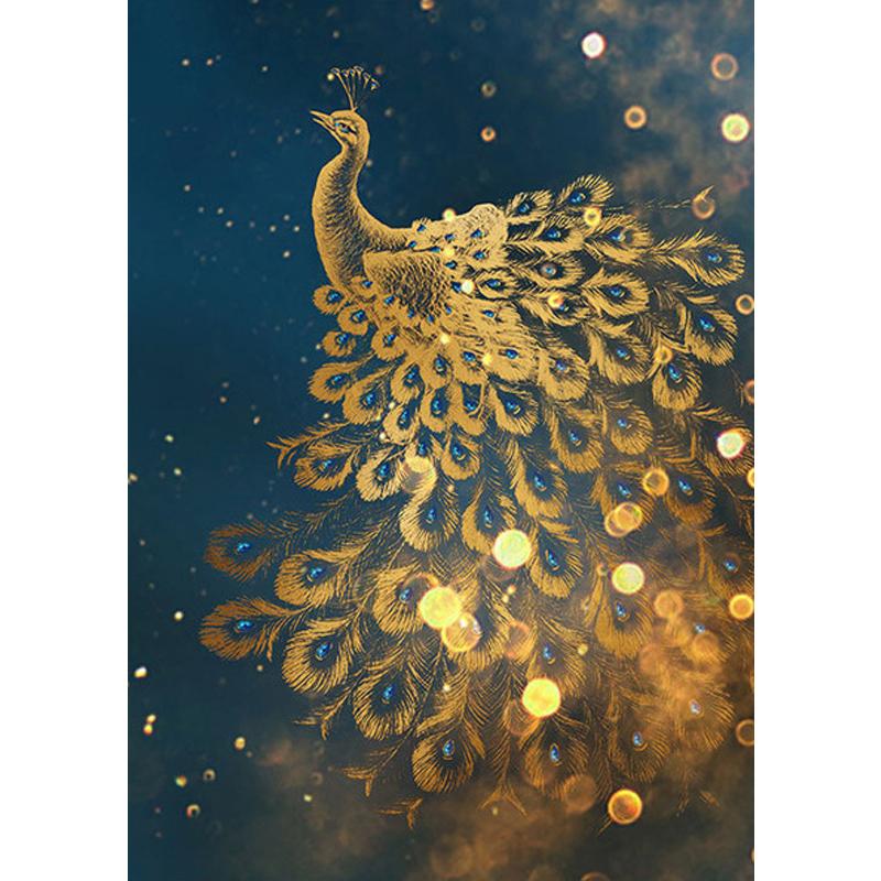 Nordic Golden Peacock Leaf Wall Art Canvas Painting Light Luxury Waterproof Poster Print Wall Picture for Living Room Decoration