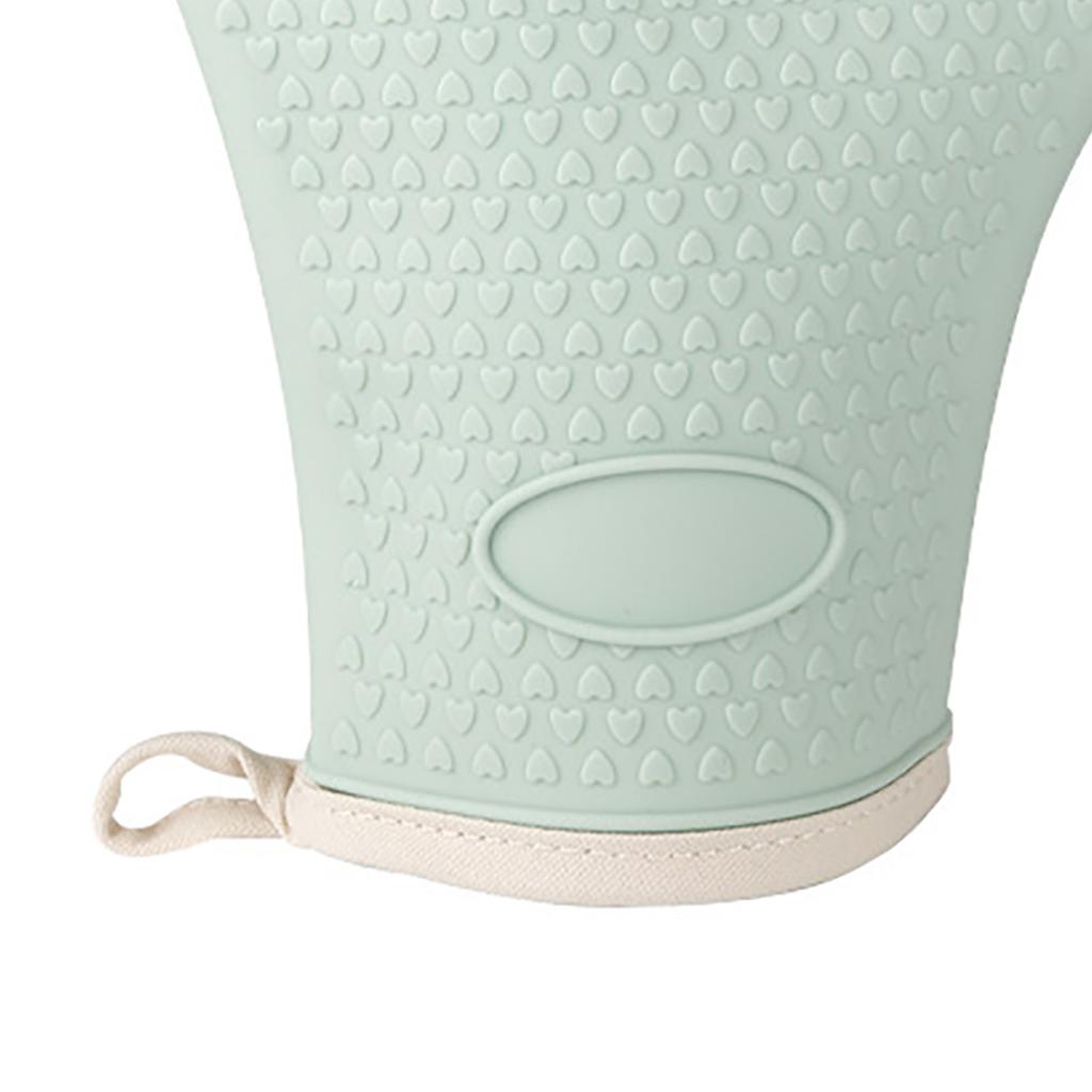 Thickened Silicone Anti Scalding Oven Glove Heat Resistant Silicone Cooking Glove for Microwave Oven Toaster Mint Green