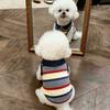 Pet Dog Polo Vest Striped Collar Shirt Small Breeds Bichon Frise Schnauzer Casual Wear