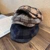 Classic Plaid Blend Womens Newsboy Cap With Warm Breathable Fabric For Fall Winter Style