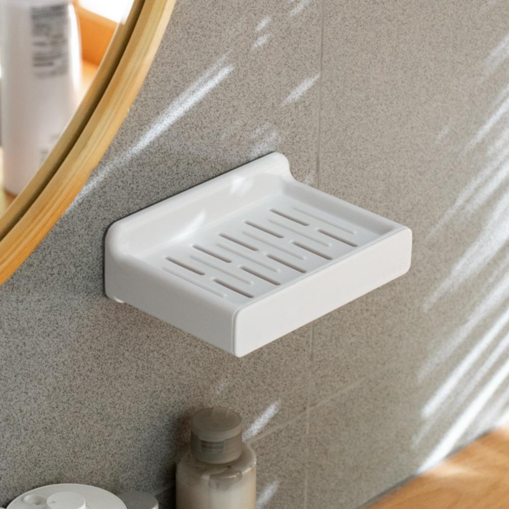 

Detachable Wall Mounted Soap Dish Sturdy Structure Soap Tray Daily Use Soap Storage Rack Washroom белый