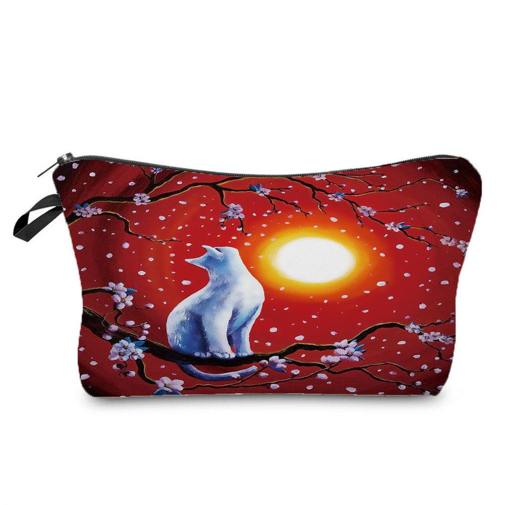Women Cat Print Cosmetic Bag Toiletries Organize Travel Storage Case 6689