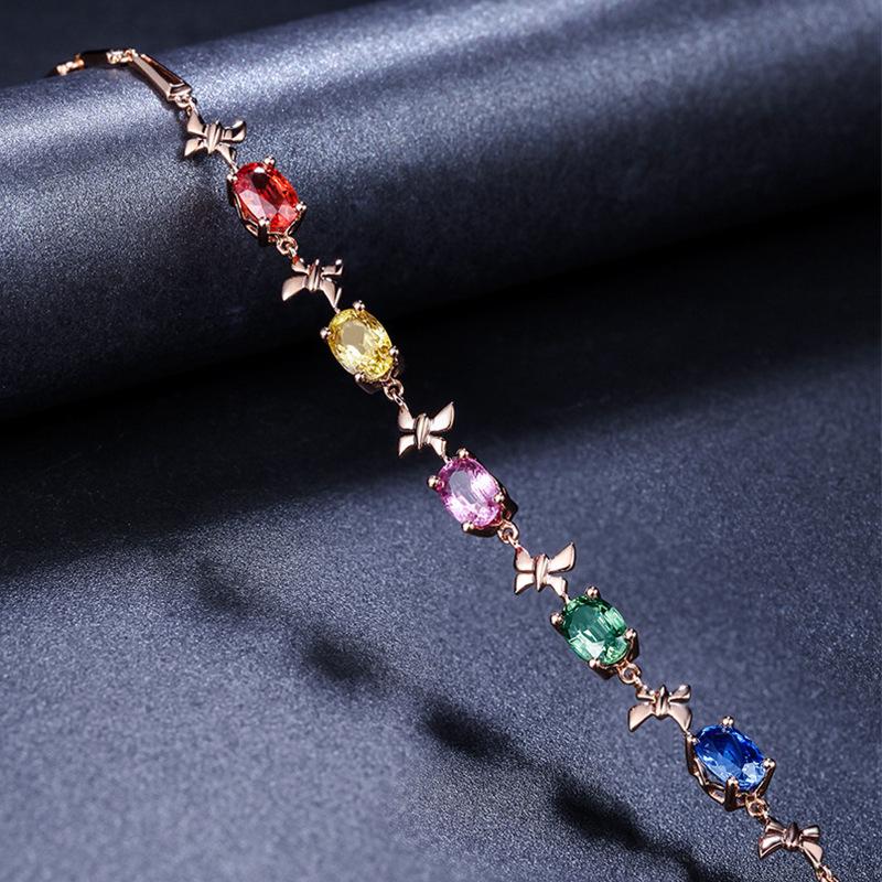 18k Gold Plated Spiral Bracelet with Colored Gemstones and Diamonds for Women