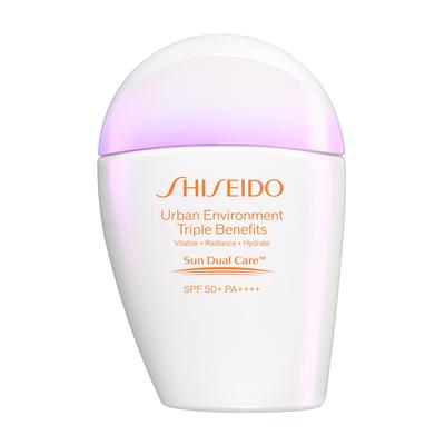 SHISEIDO Suncare Urban Triple Beauty Suncare Emulzia 30ml Opaľovací krém UV Mlieko typ UV ochrana Hydratačný Oficiálny obchod Shiseido SPF50+ PA++++ /