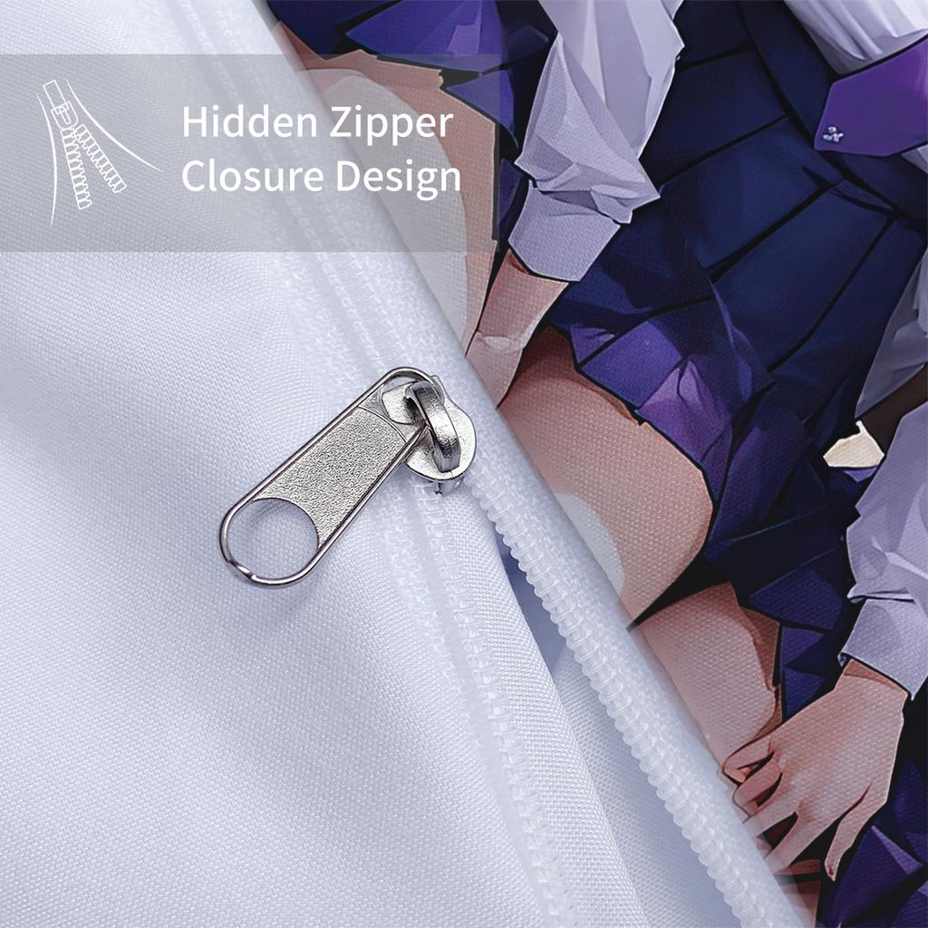 3dílný kreslený anime dívčí vzor tištěný péřový povlak na přikrývku (1dílná sada+2 povlaky na polštáře, bez výplně) ložní souprava