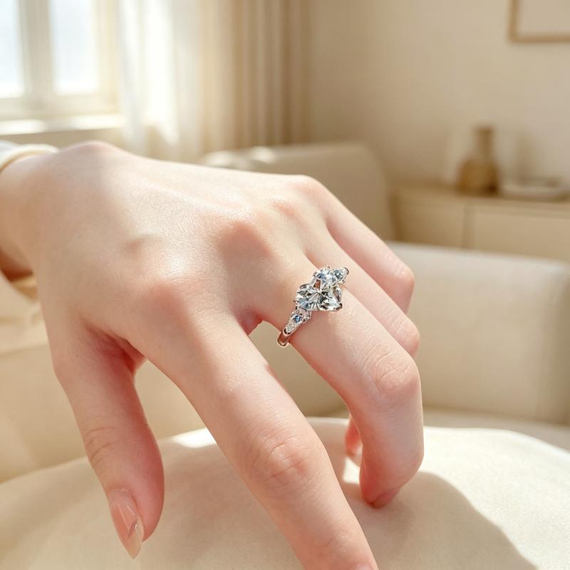 925 Sterling Silver Sweet Lady Heart Zirconia Finger Rings for Engagement Romantic Wedding Band Delicate Design Hot Sale Jewelry