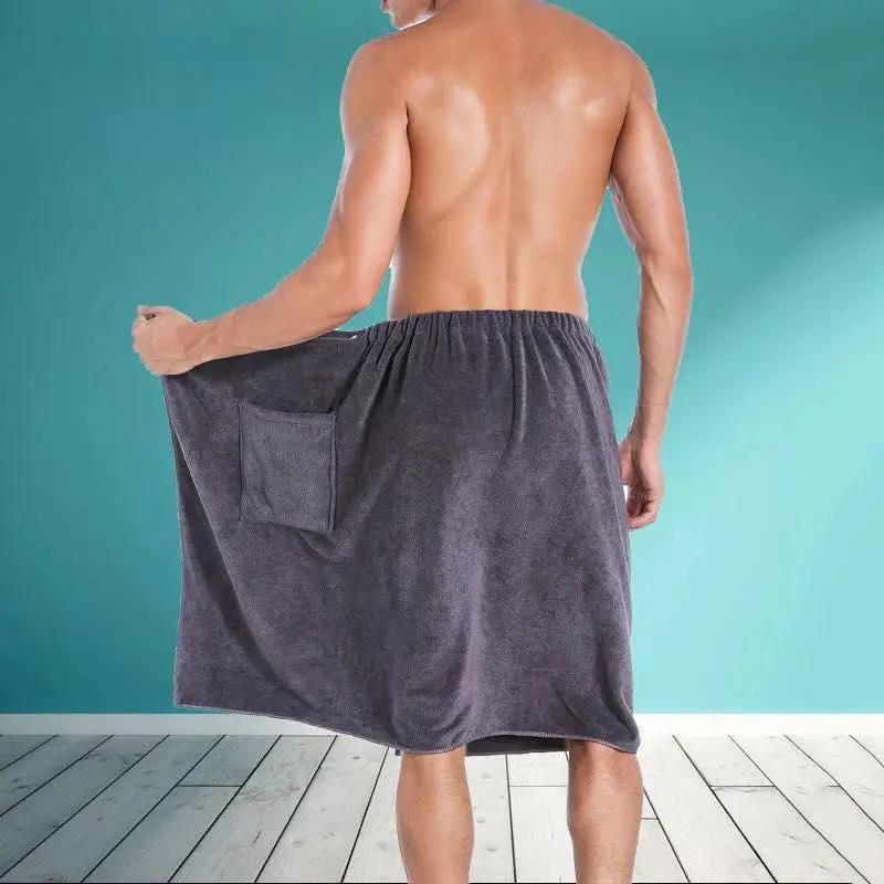 1PC Soft Man Wearable Bath Towel with Pocket  Mircofiber Swimming Beach Blanket 70*140cm