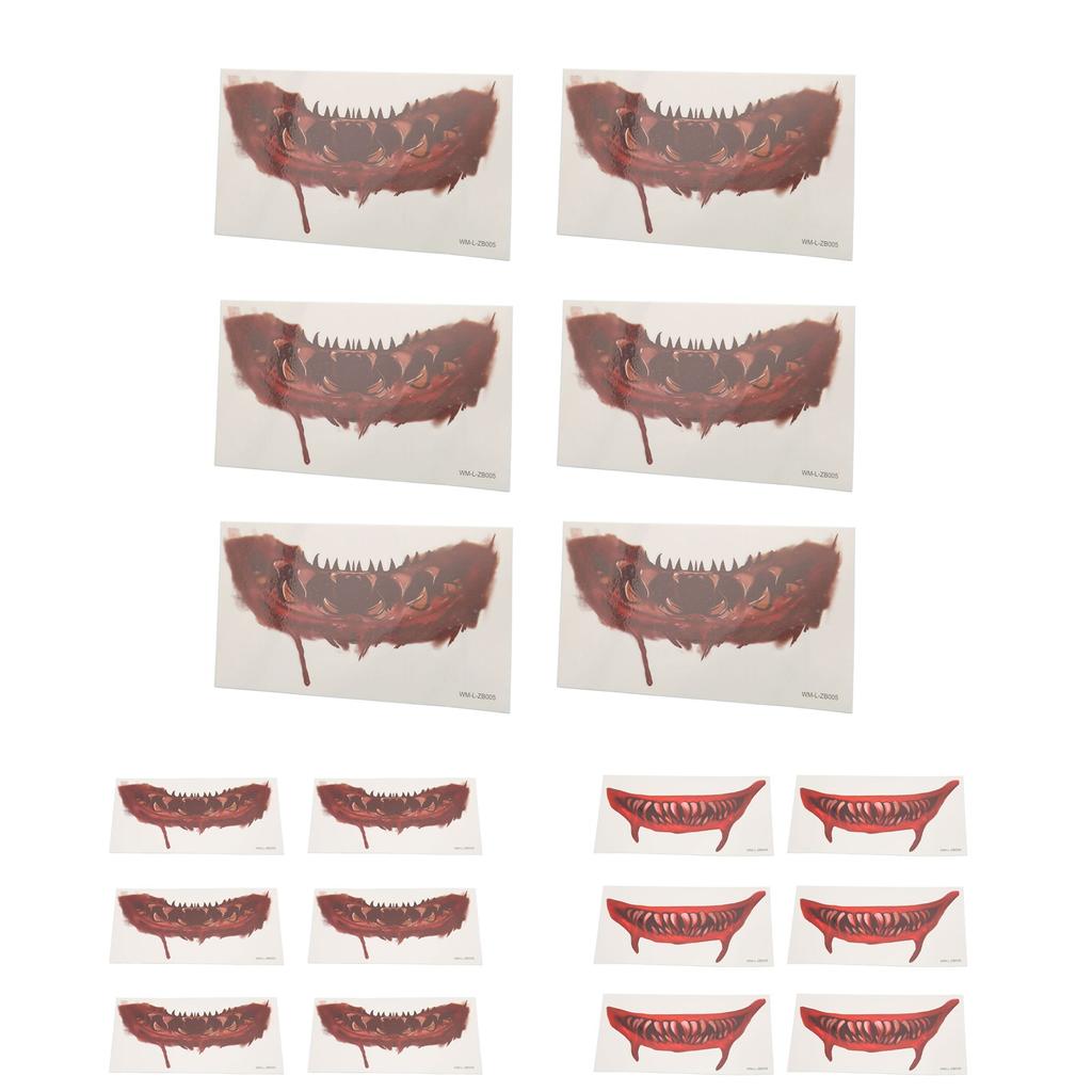 Horror-Mund-Tattoo-Aufkleber, DIY, großer Mund, Halloween-Streich, Make-up, temporäres Tattoo für Cosplay-Party