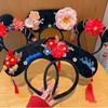 Flower Chinese Style Headwear Velvet Bow Hanfu Headwear Ancient Style Gege Headband  Women