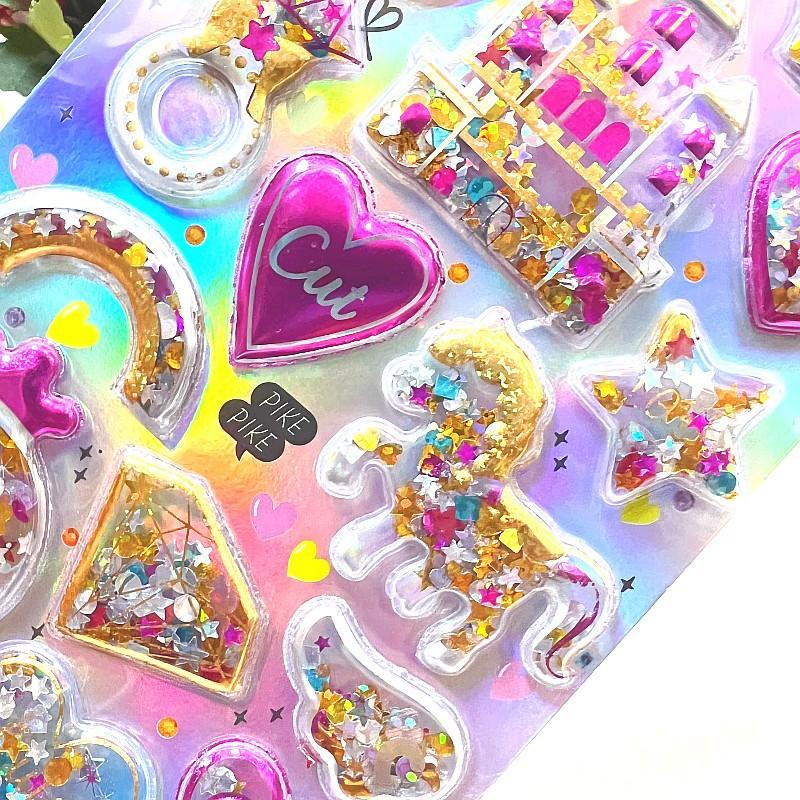 Shiny Shake Sticker Girl 3D Reward Crystal 3D Shake Sticker Kindergarten Reward Sticker Children's Sticker