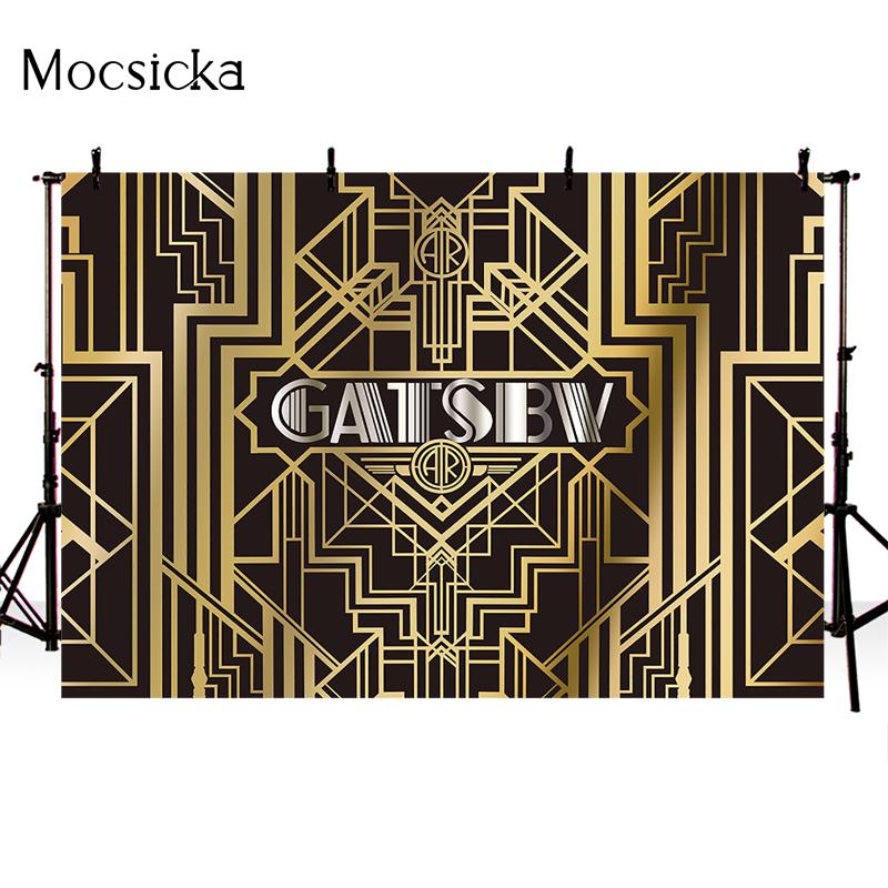 Great Gatsby Theme Birthday Party Photography Background Black Golden Line Customize Decor Backdrops Banner