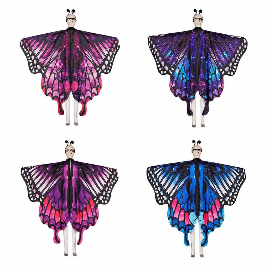 Butterfly Cape with Face Piece and Headband One-Size 3-Piece Set Comfortable