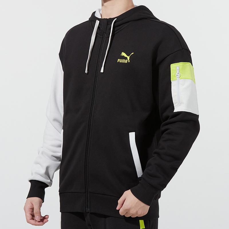 Puma Retro Colorblock Knit Hooded Logo Jacket Men Jackets Black 534813-01