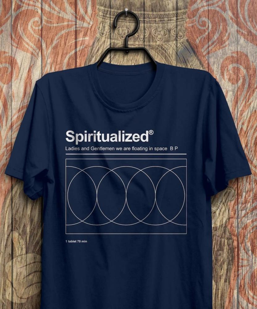 Spiritualized Band Ladies and Gentlemen Cotton Navy Unisex T Shirt S5XL AG902 Unisex T-Shirt XL