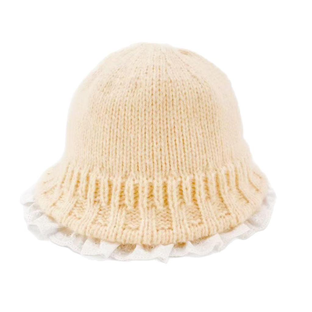 Lace Ruffle Edge Knitted Fisherman Hat: Women's Sweet & Warm Autumn/Winter Accessory 2025
