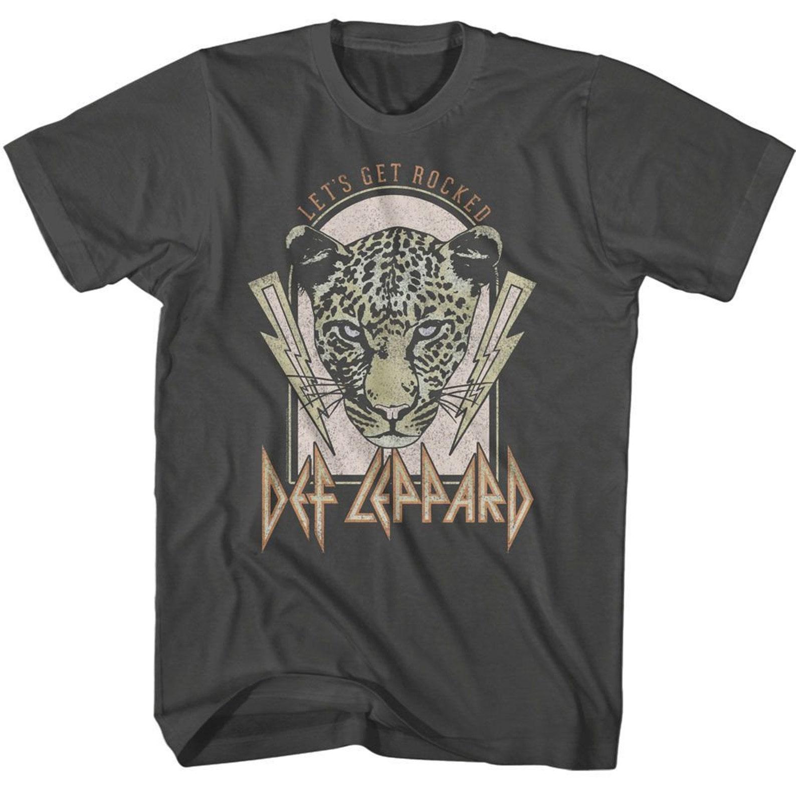 Def Leppard Lightning Bolts Let s Get Rocked Smoke T-Shirt M