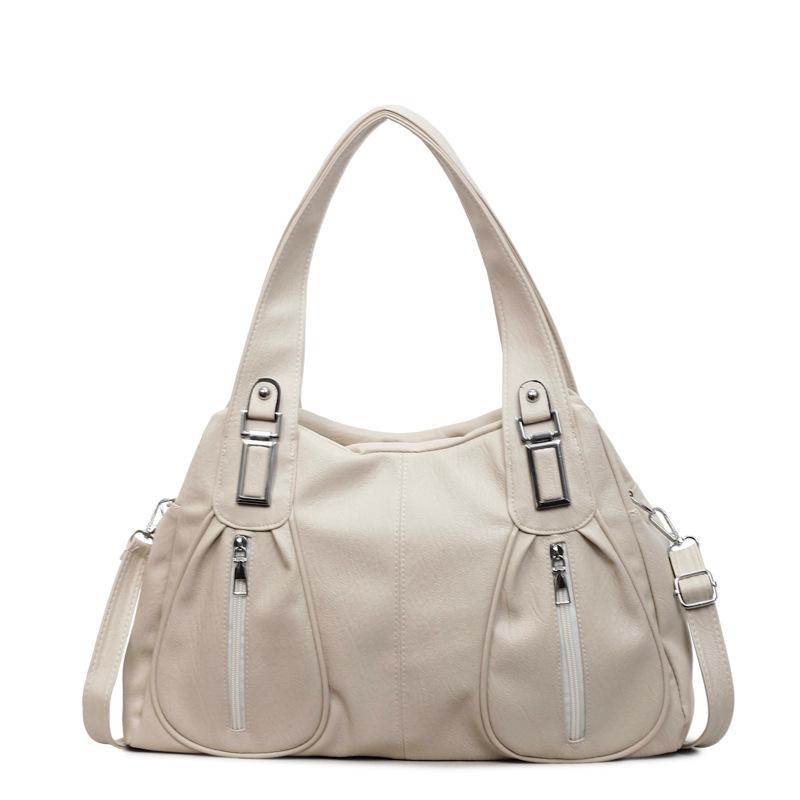 Women's Shoulder Bag Solid Color Large Capacity Travel Commuter Tote Bag