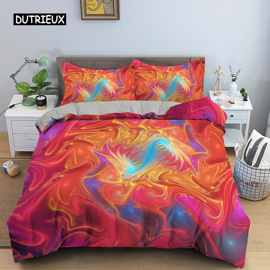 Abstract Duvet Cover Set King Microfiber Blue Psychedelic Bedding Set 2/3 Pcs Queen Size Warped Space Theme Twin Comforter Cover