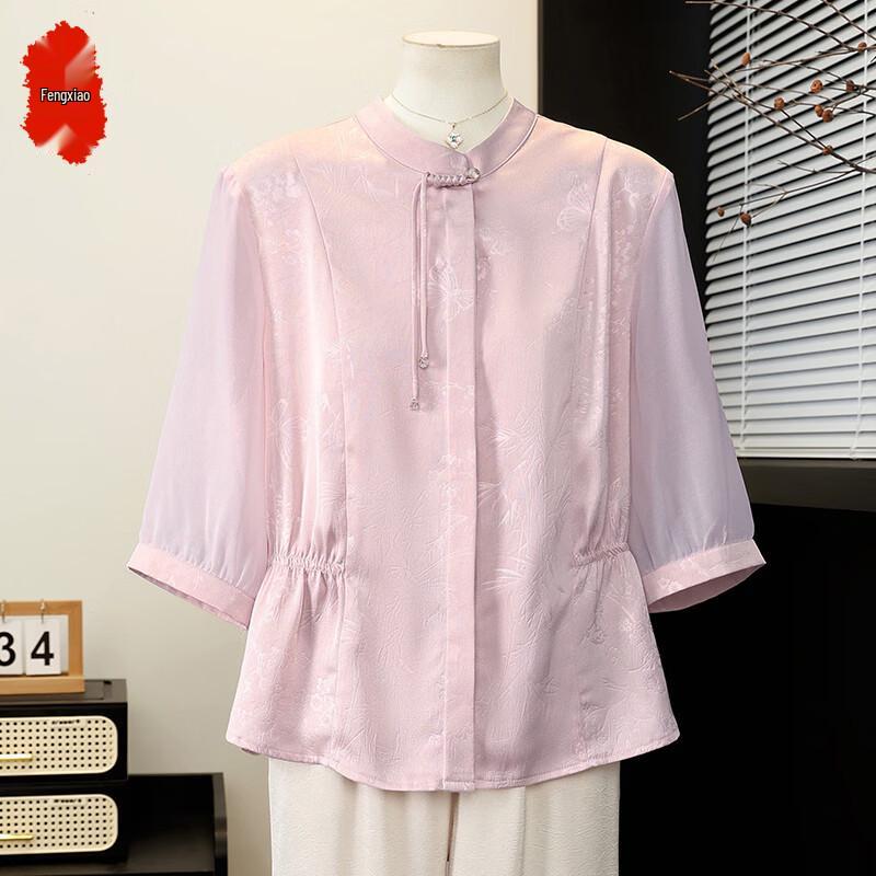 Elegant New Chinese Style Floral Blouse XL