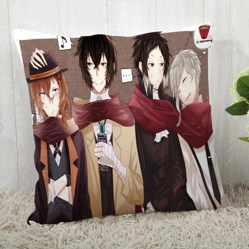 45*45 Pillow Case Bungo Stray Dogs Print For Wedding Pillow Cover Animals Pillowcases