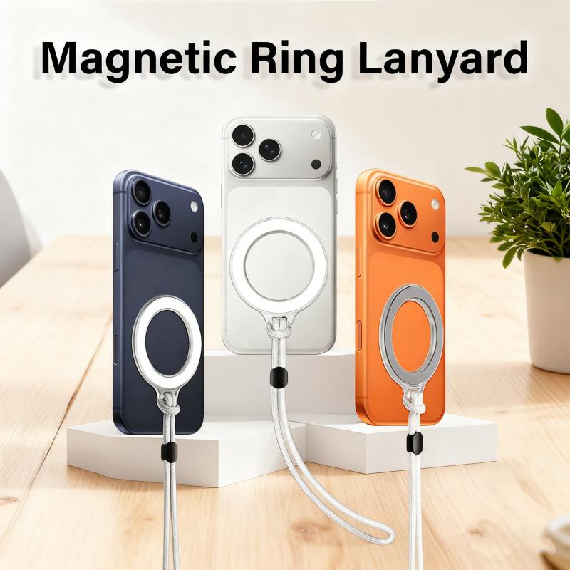 2pcs Magnetic Cell Phone Lanyard With Strap Fashion Protective Cover Anti-Lost Keychain Case