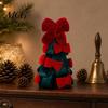 Dining Table Christmas Centerpiece Velvet Bow Tree Decoration, Shaped Photo-ready Decor Tabletop Ornament for Fireplace Window Holiday Stacked