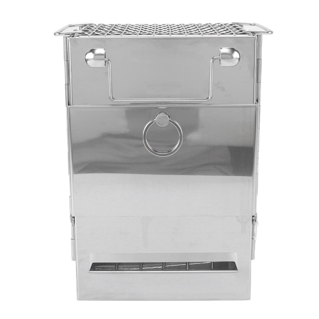 Camping Wood Stove Foldable Stainless Steel Integrated Mini BBQ Grill for Warm Outdoor Picnic