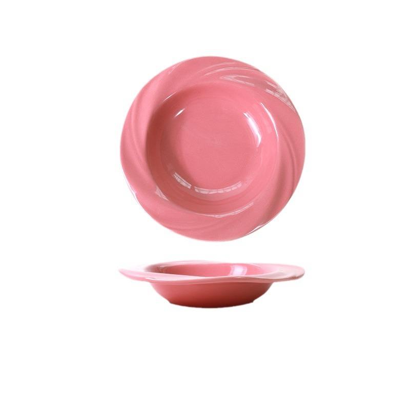 Ins Style Ceramic Flower Plate Creative Household High Value Salad Pasta Fruit Plate Deep Soup Plate Vegetable Plate Dinner Plate
