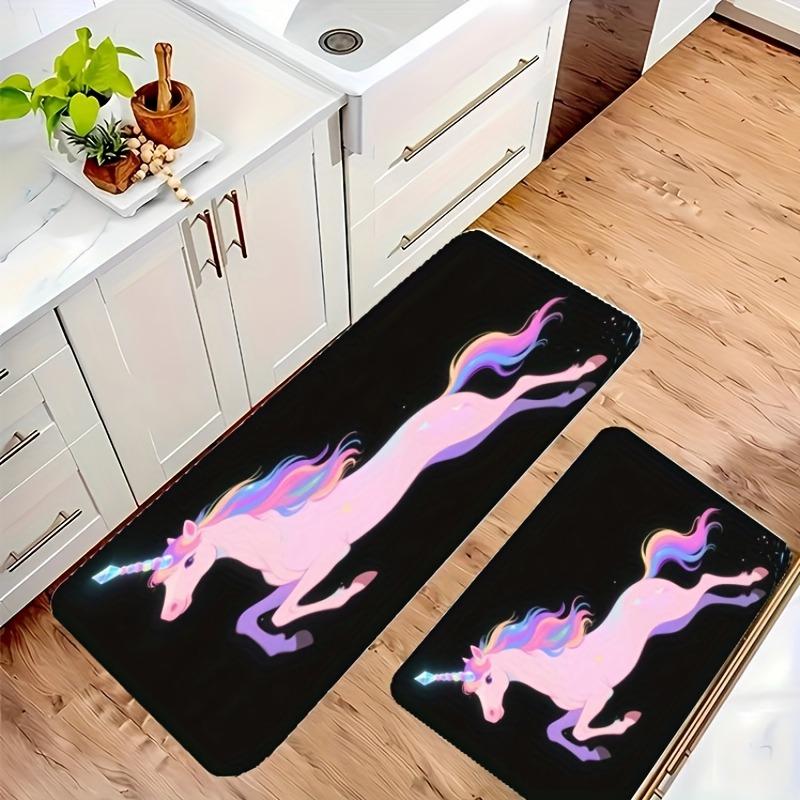 1PC Unicorn Pattern Kitchen Rug Non-Slip Door Mat Pop design Bathroom Rug Bath Mat Carpet for Home Sink Laundry Decoreeree
