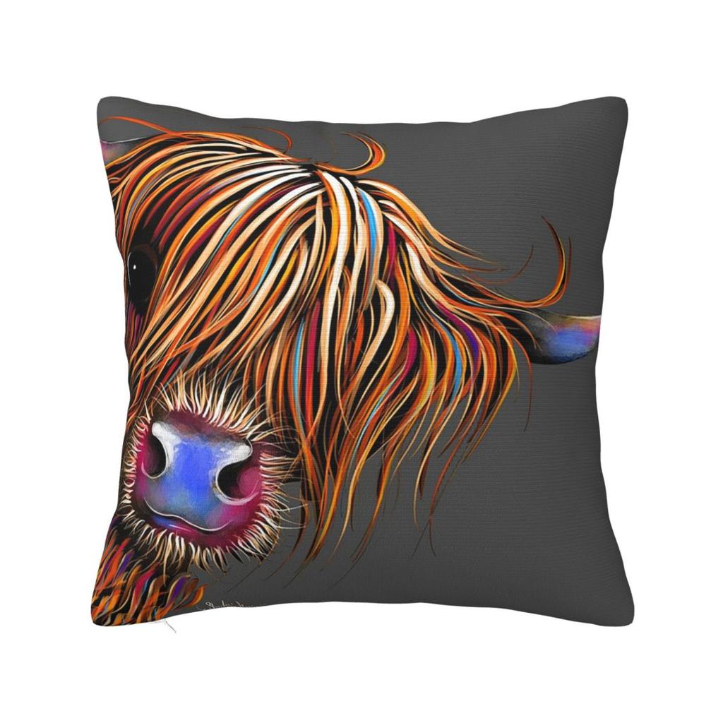 Adorable Highland Cow Square Pillowcase Cushion Cover Pillow Case Throw Pillow Cover for Home Bedroom Car
