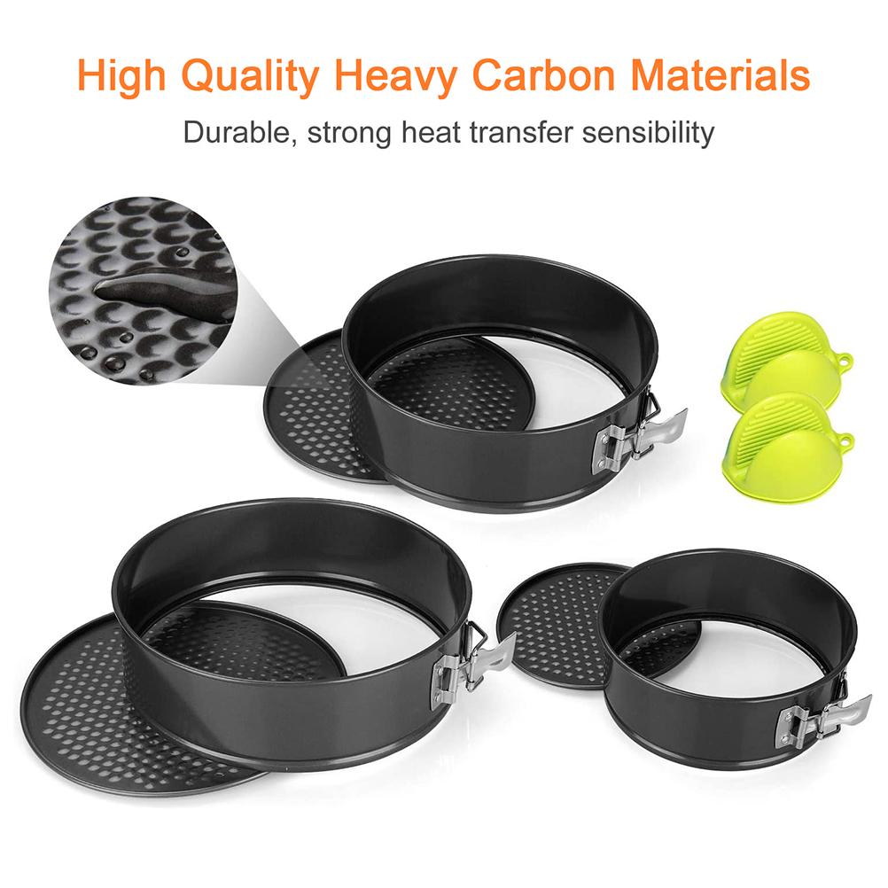 3Pcs Cake Tins Round Springform Cake Tin Set Flat Base Cake Tins Leak Proof Round Baking Tins