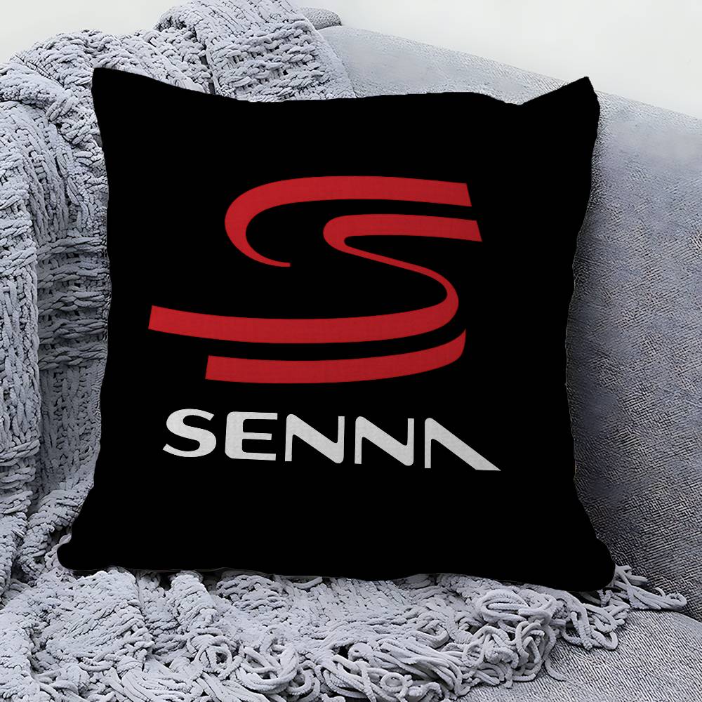 A-Ayrton S-Senna Logo Cushion Cover Car Throw Pillow Case For Sofa Car Christmas Gift 40X40Cm 45X45Cm