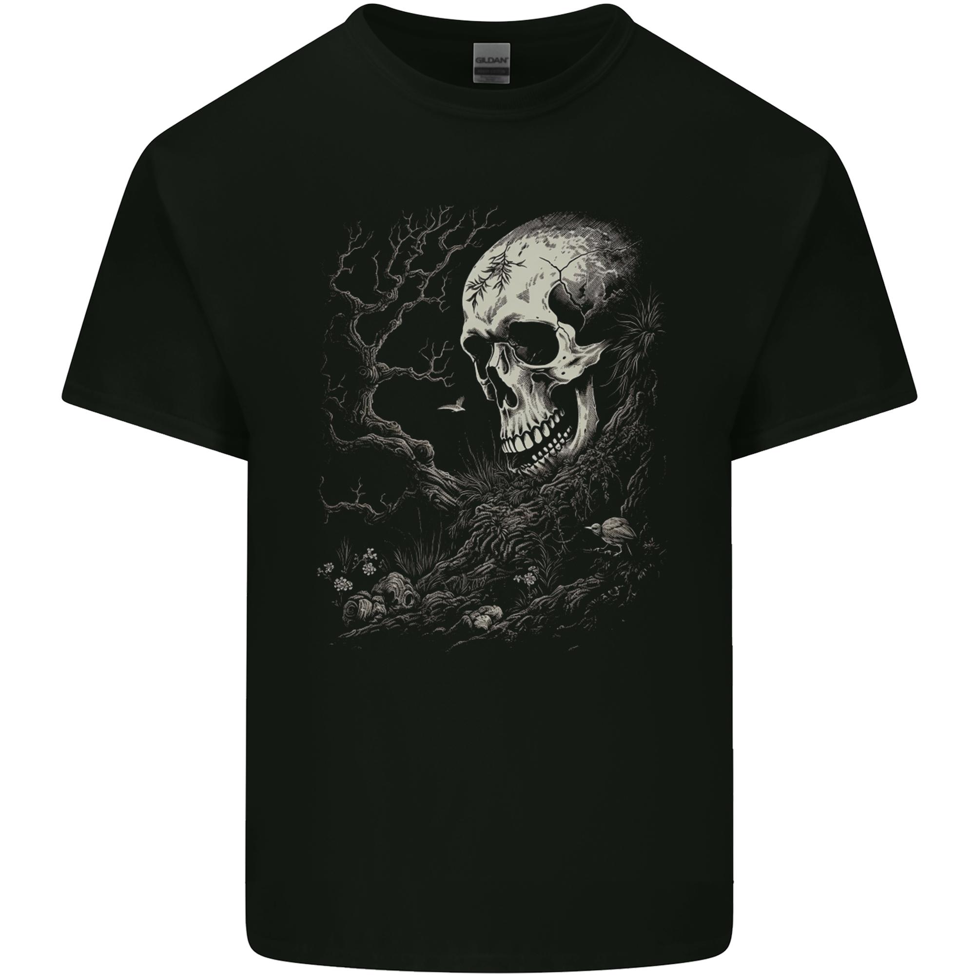 At One With Nature Skull Unisexs Light Cotton TShirt S