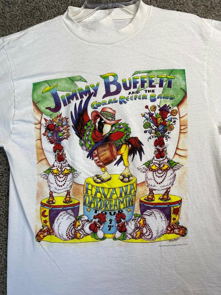 Vintage Jimmy Buffett Concert Shirt Adult White Tultex Tour Short Sleeve Shirt Unisex T-Shirt XXXL