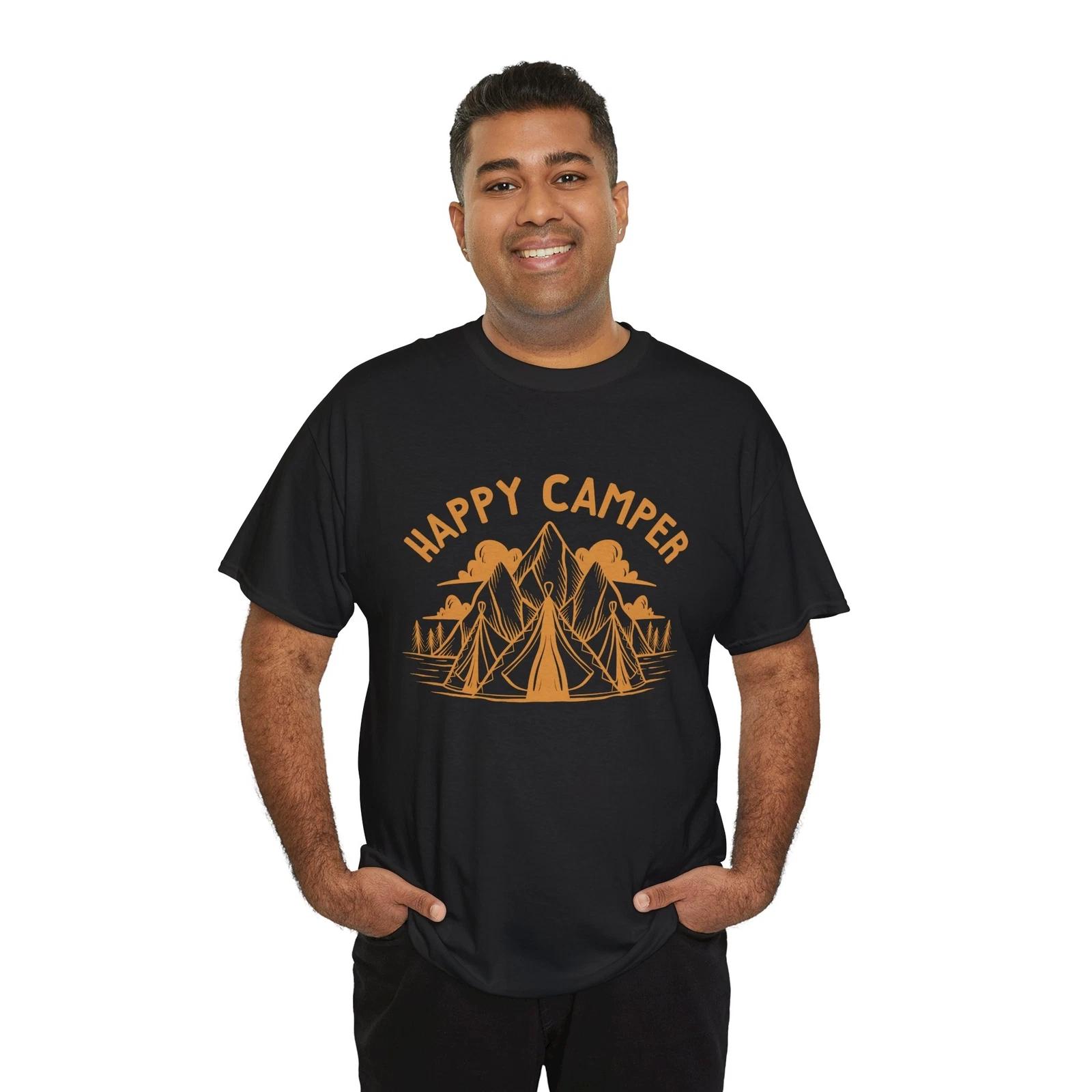 Happy Camper T-Shirt | Hiking Mountains Tee | Camping Adventure Shirt XL