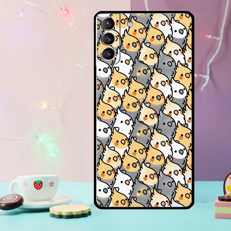 Cartoon Cockatiel Collage Phone Case For Samsung Galaxy S25 Ultra S20 S21 S22 S23 Plus S9 S10 S25 FE S24 Ultra Cover