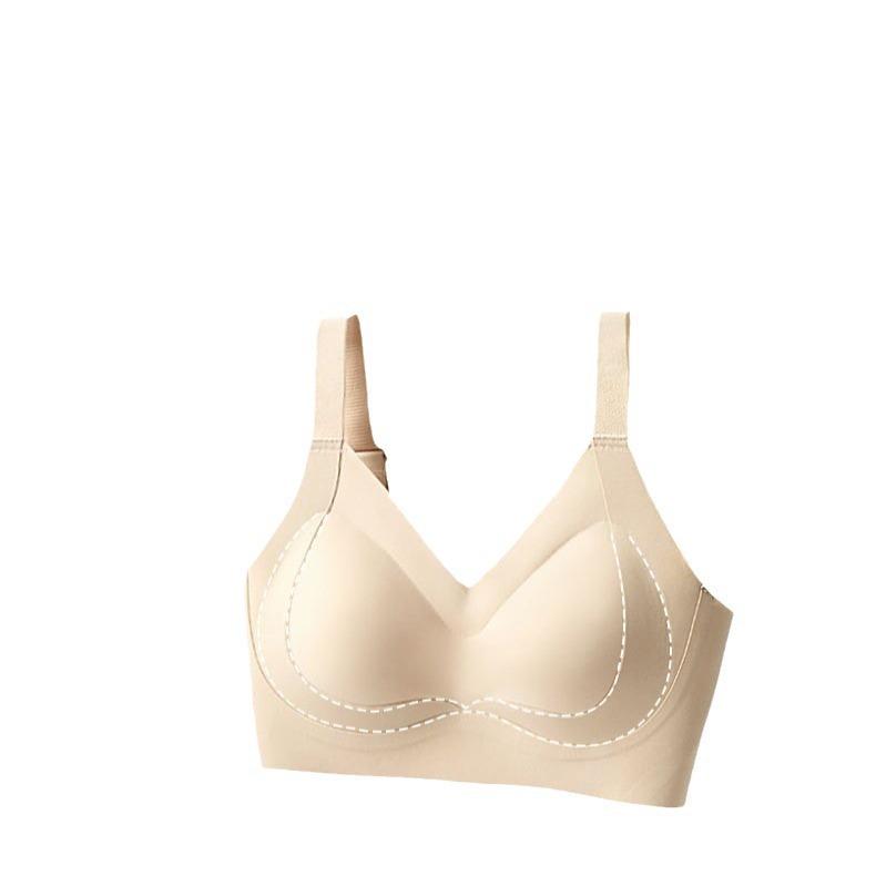 Large breasts and small seamless underwear for women, anti-sagging tits, soft support, comfortable gathering sports bra set