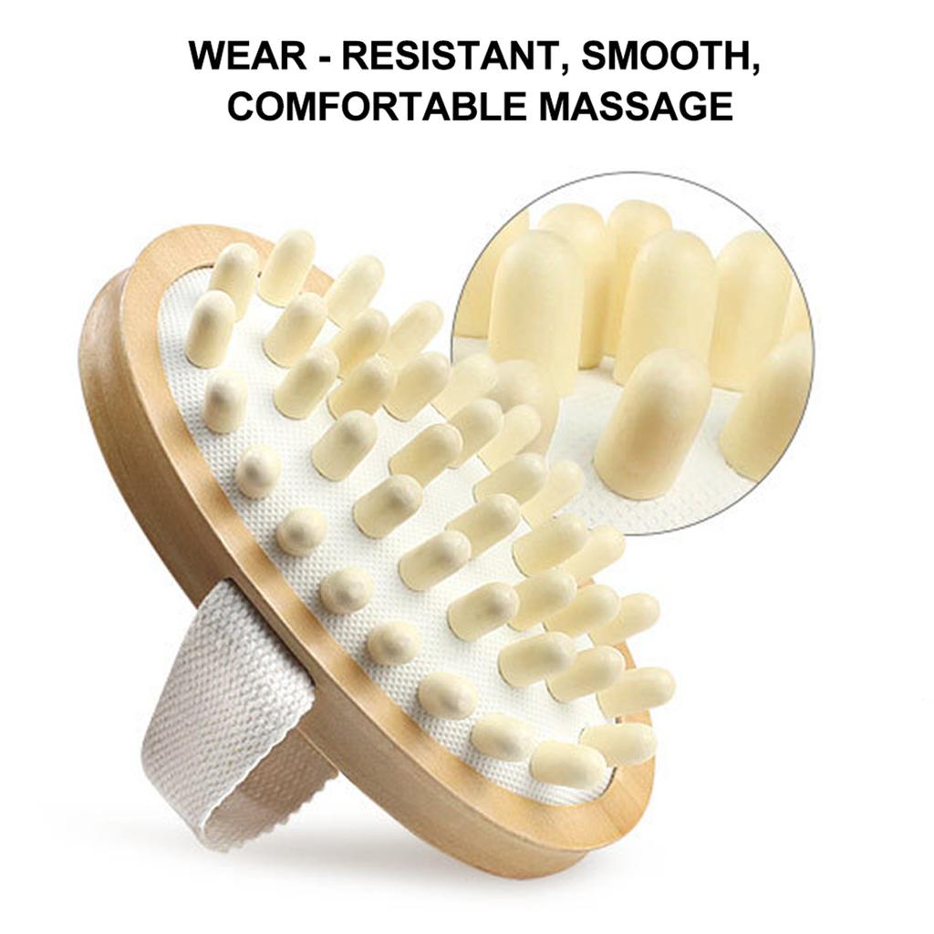 Massage Brush Natural Wood Massager Body Brush Scrubber Hair Scalp Spa Bath Massage