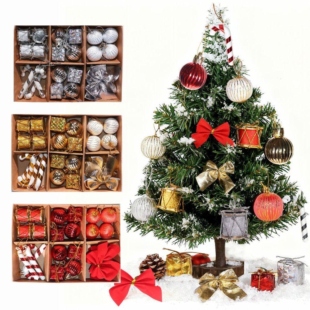 Home Decor Plastic Christmas Tree Balls Bow Hanging Xmas Ornament Drum DIY Xmas Baubles Scene