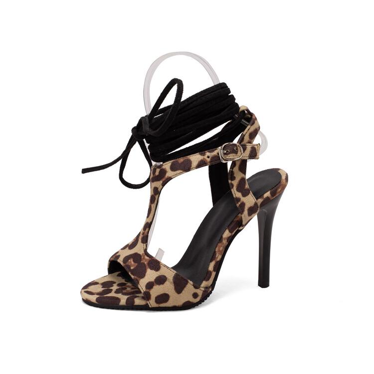 FOREADA Women Pu Leather Sandals Thin Super High Heels Cross Strap Lace Up Sexy Party Summer Shoes Black Yellow Orange Red