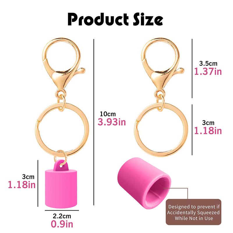 1 Pcs Practical Silicone Keychain Cap Accessories Portable Durable Holder Keyring Compatible For Lipgloss Storage And Balm Cap