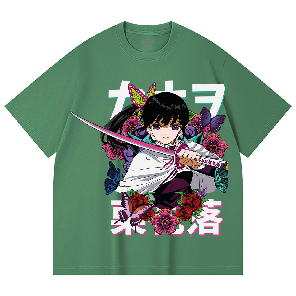 230 Gsm 100% Cotton Demon Slayer V99 Kanao Print Unisex Heavy Cotton T Shirt