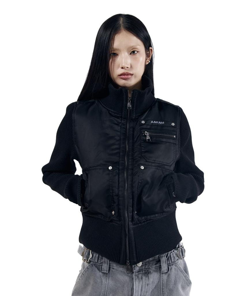 Aakam Knitted Nylon Jacket (Black)