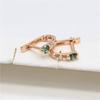 Exquisite Russian Purple Gold Emerald Ear Buckle Sweet Small Rose Gold Plated Round Green Zircon Earrings Jewelry