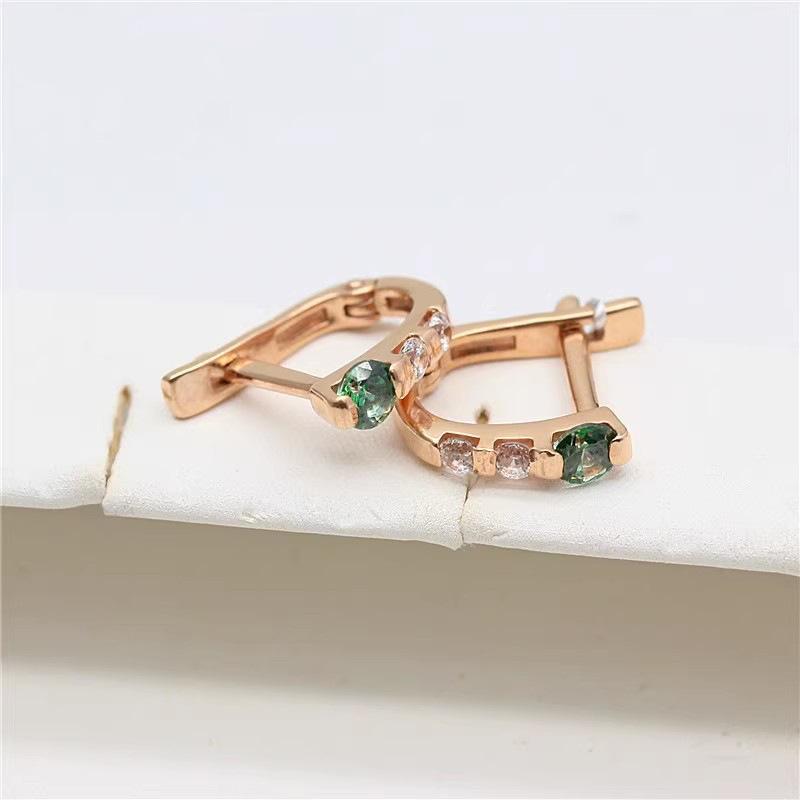 

Изысканные Русские Фиолетово-Золотые Изумрудные Серьги-Гвоздики Сладкие Маленькие Позолоченные Розовым Золотом Круглые Серьги с Зелеными Цирконами Ювелирные Изделия (rose gold plated pair)